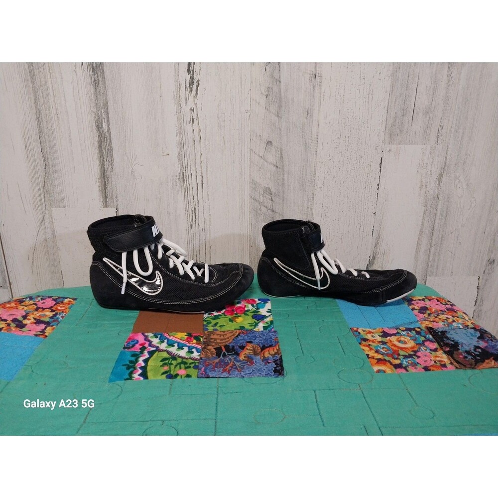 Nike Speedsweep VII Boys 5Y Wrestling Shoes Black White High Top - Picture 6 of 10